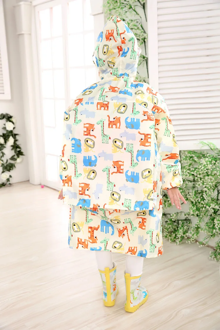 

Boys and Girls Kids Cute Cartoon Poncho Owl Hooded Nylon Elastic Band Waterproof Rain Jacket Environment 3-16 Year Button