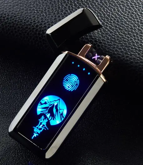 Плазменная Зажигалка Электронная зажигалка Прикуриватель для курения Usb зарядка двойная дуга - Цвет: black wolf