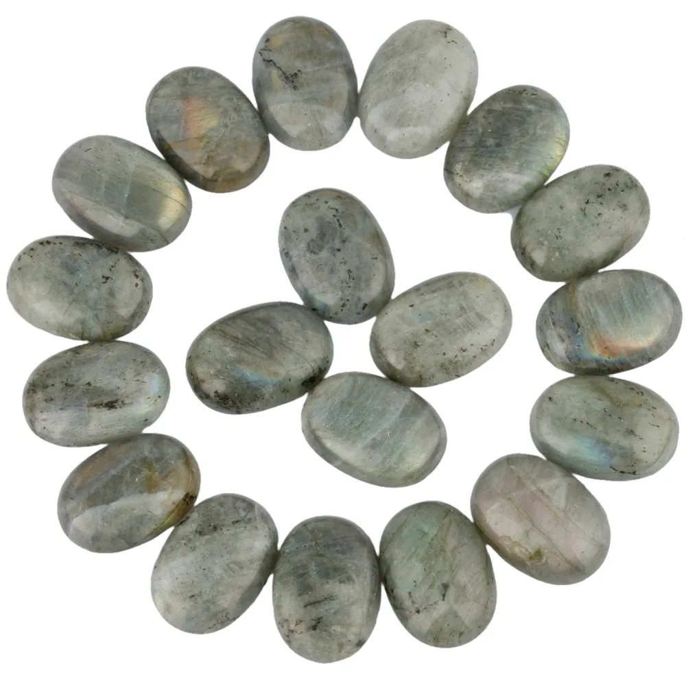 

TUMBEELLUWA 1Lot (10Pc) Labradorite Oval Flatback CAB Cabochons Smooth Beads for Jewelry Making