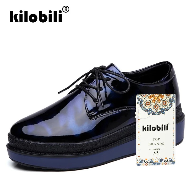 Kilobili/2019 весенние женские туфли на плоской платформе с перфорацией типа броги из