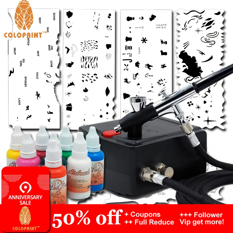 Набор для профессионального компрессора с Трафаретом И 8 цветными чернилами