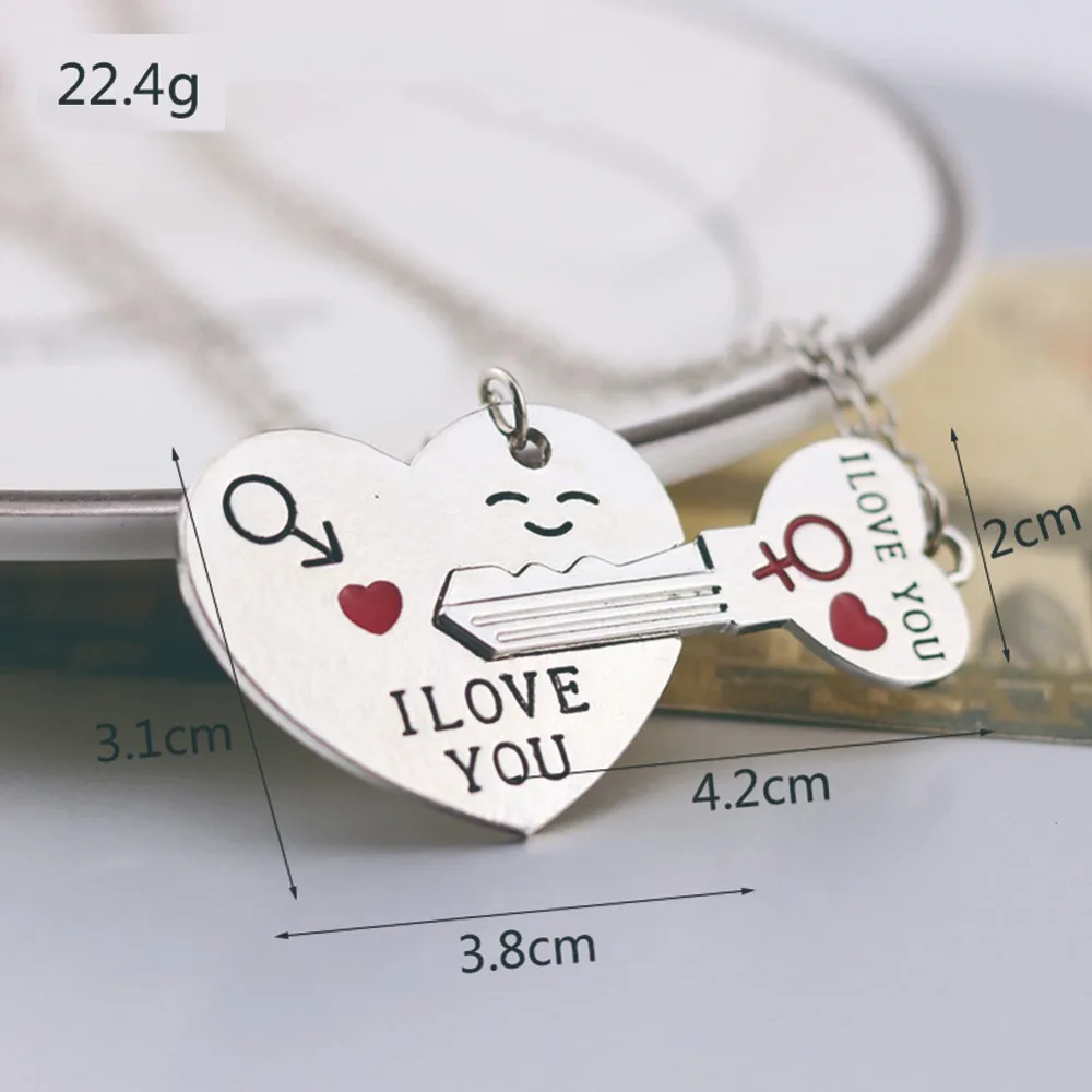 Горячая продажа пара I LOVE YOU письмо брелок сердце Серебристая любимая цепочка для