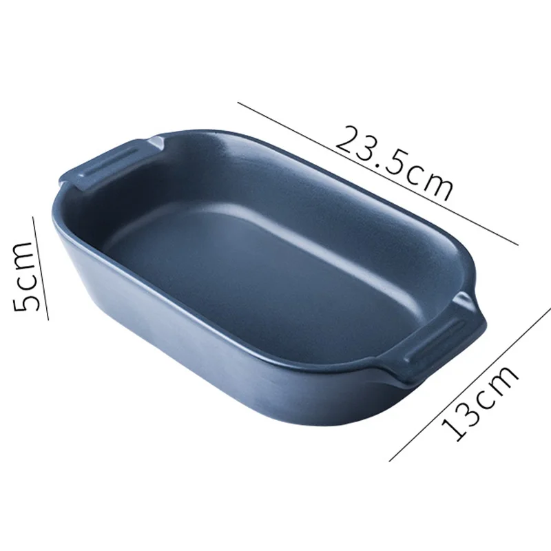 blue baking tray 5 цветов, керамическая бинауральная прямоугольная тарелка для сыра, противень для выпечки, тарелка для западных блюд, миска для духовки, высокая температура 600C - Цвет: blue baking tray
