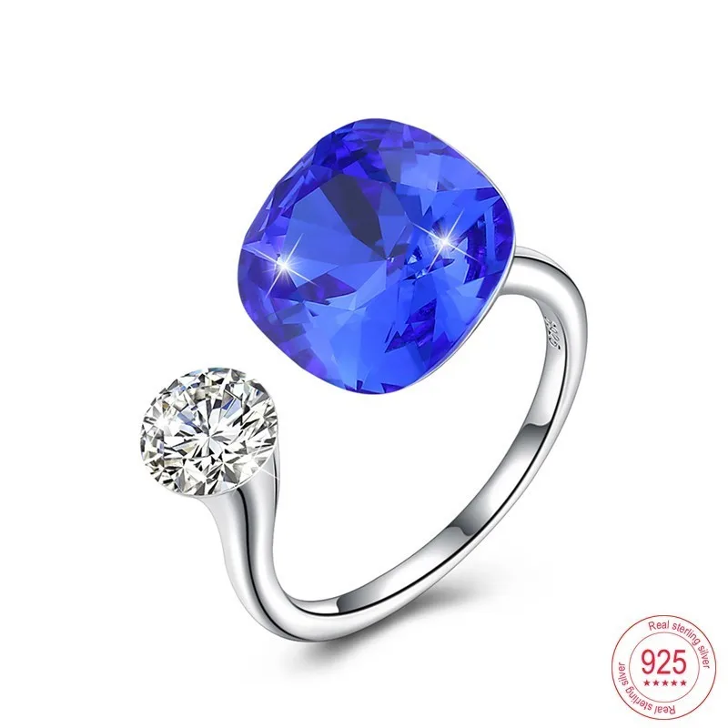 Malanda круглые кристаллы от кольца swarovski для женщин модные 925 пробы серебряные кольца роскошные открытые кольца романтическое ювелирное изделие подарок - Цвет основного камня: SHIIM 296