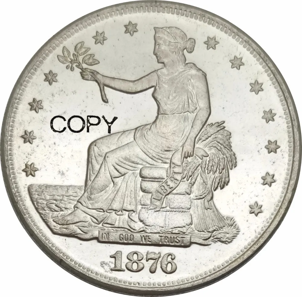 Латунная Посеребренная копировальная монета США 1876 1 доллар | Дом и сад