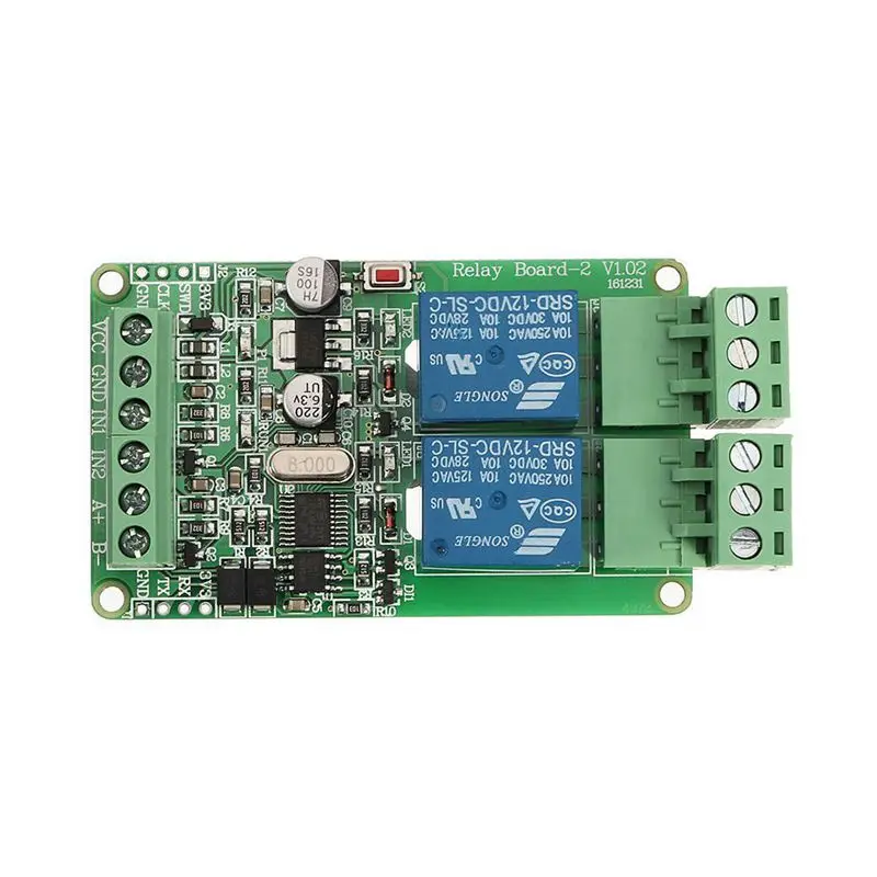 Modbus-rtu 2-полосный релейный модуль Выход 2 входной канал переключатель ttl/RS485