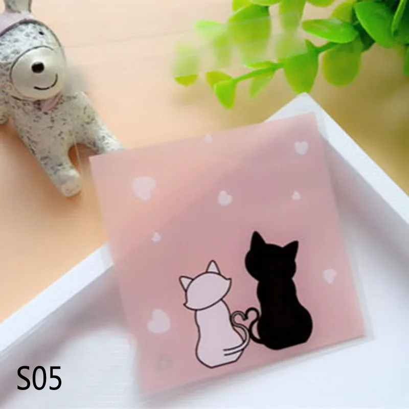 S05 7x7 см маленький милый кролик пластиковые сумки Свадебные украшения самоклеющиеся конфеты мешок подарочная упаковка мешок год фестиваль поставки - Цвет: S05