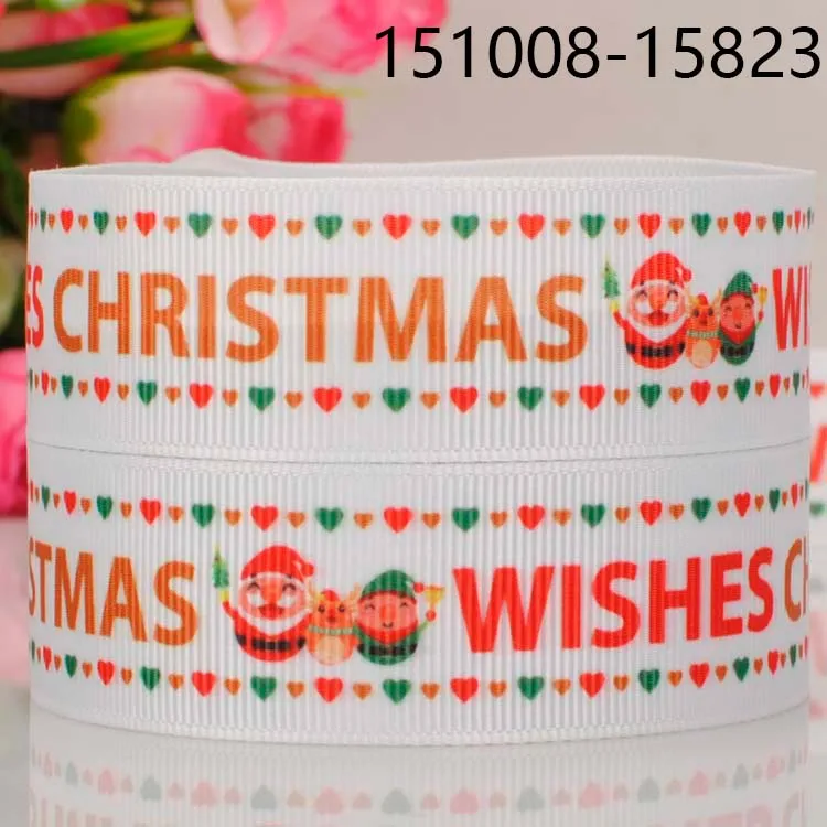 

free shipping 50 yards 7/8 " 22 mm lively Santa Claus print grosgrain tape ribbon merry Christmas