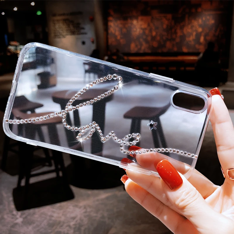 Для iPhone X XS MAX XR Чехол 3D блестящий блеск сверкающий кристаллический алмазный прозрачный защитный чехол 5 5S 6 6S 7 8 ПЛЮС на.