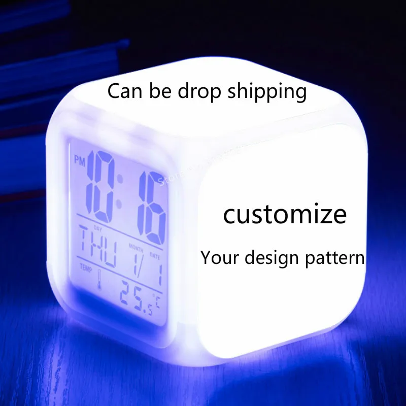 Детский будильник светящийся светодиодный светильник 7 цветов цифровой детские