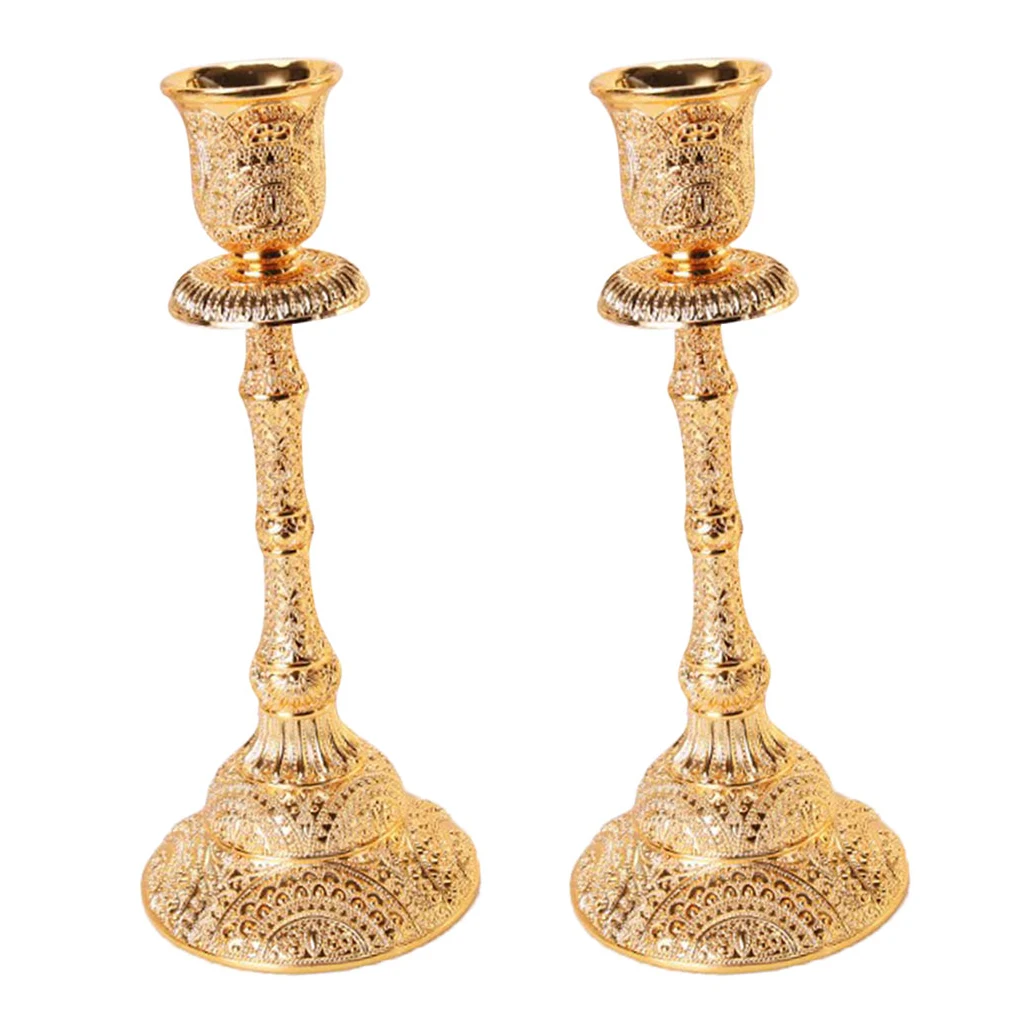 2pcs Luxurious Gold Color Candelabra Candle Holder Single Arm Gift for Weddings Home Party Spa Votive Garden | Дом и сад