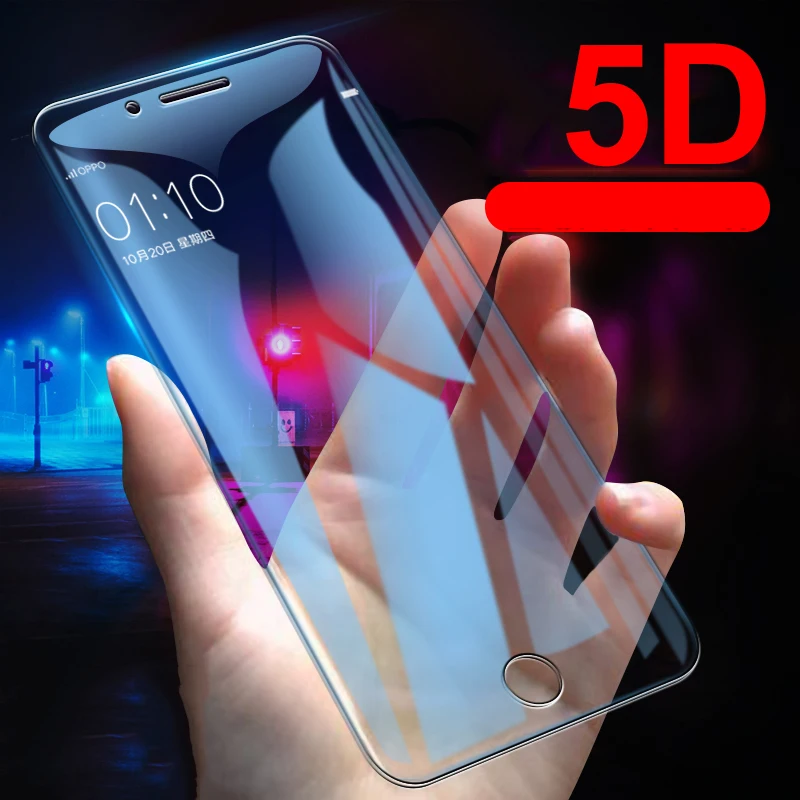 Закаленное стекло для iphone 6 S 7 8 Plus X XS полное покрытие 5D Arc Edge круглый экран