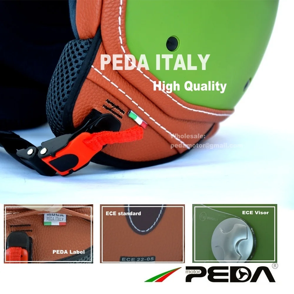 Винтажный кожаный мотоциклетный шлем унисекс с открытым лицом|open face|dot motorcycle