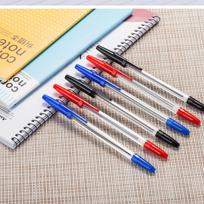10pcs Book color black red blue three-color ball pen student 0.5MM smooth plastic | Канцтовары для офиса и дома