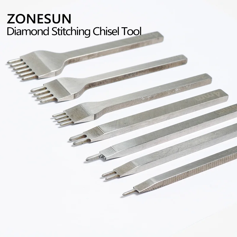 

ZONESUN leather punch Diamond Stitching Chisel Leathercraft Tool Hole Size 3mm Distance Between The Holes 6mm