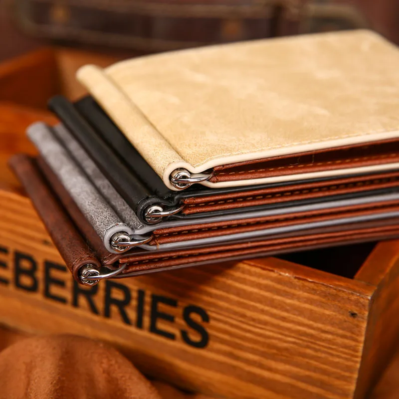 Новый брендовый однотонный простой кожаный мини кошелек для мужчин зажим денег с