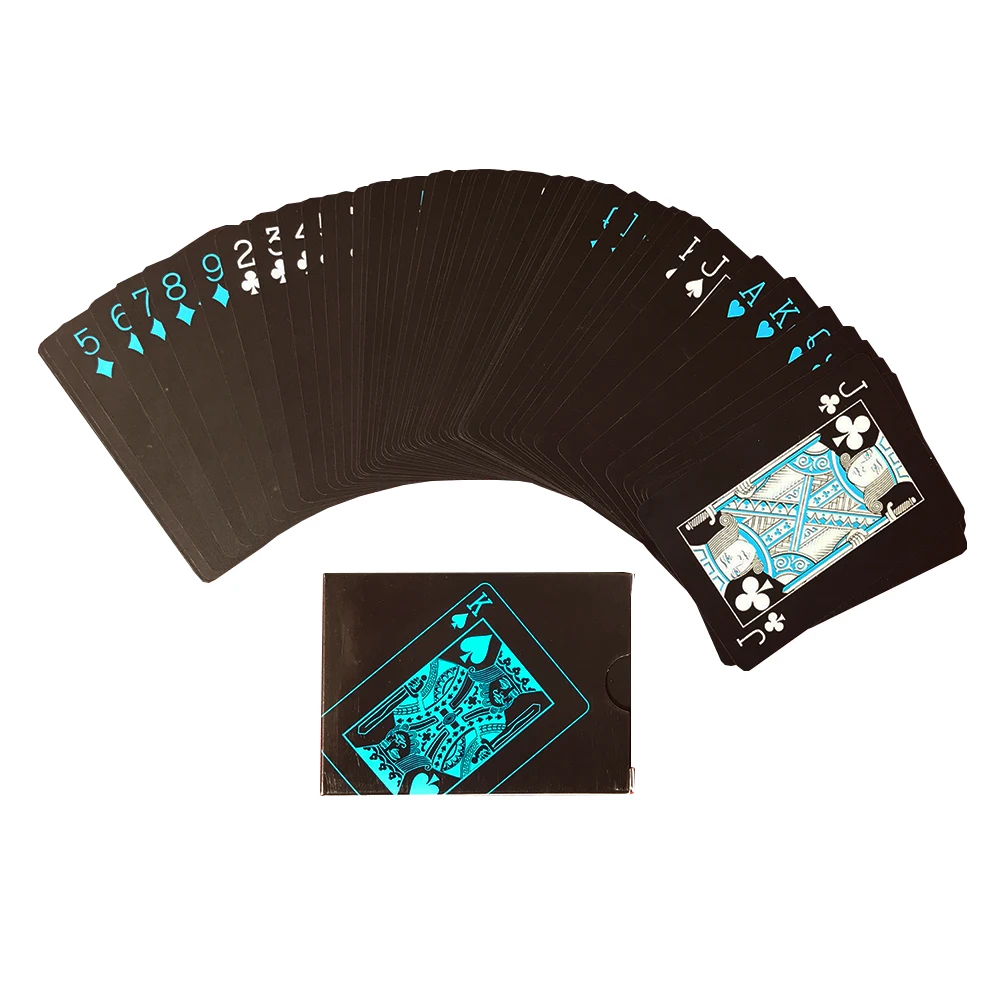Черные пластиковые игральные карты Волшебная Водонепроницаемая карточка для
