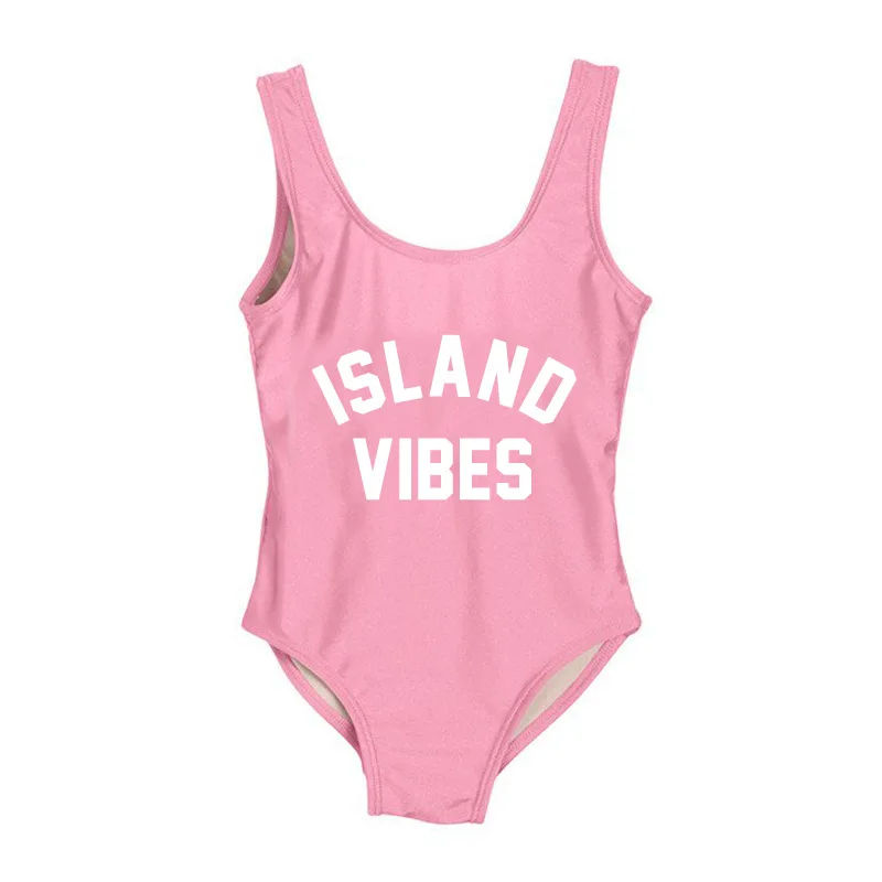 Одинаковые Семейные купальники ISLAND VIBES для мамы и ребенка цельный бикини одежда