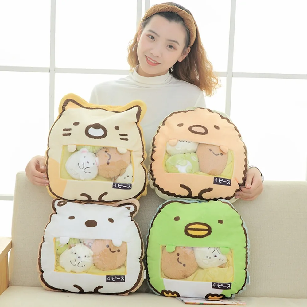 

4 Tiny Pcs In One Sumikko Gurashi Plush Toy San-x Soft Toy Pillow Corner Bio Stuffed Plush Animal Toy Cushion For Fans