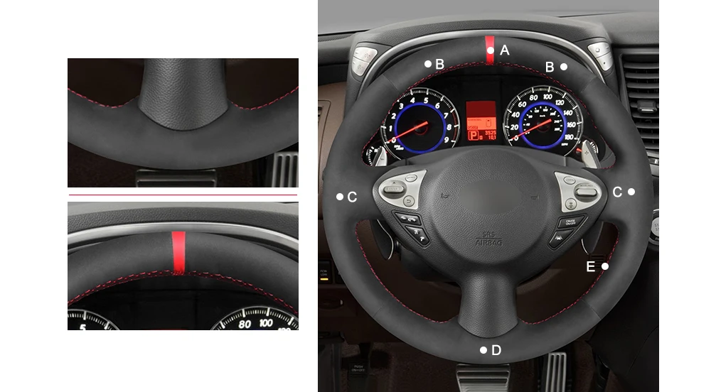 MEWANT черный синтетический замшевый чехол на руль для Infiniti FX FX35 FX37 FX50 QX70 Nissan Juke Maxima 370Z Sentra SV