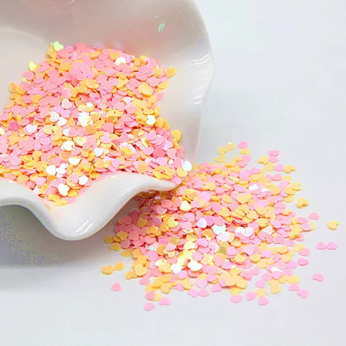 3mm Heart Pink Yello Пайетки 1-5 мм Звезда Сердце точка Луна Слива ПВХ свободные блестки микс розовый желтый блесток свадебные конфетти украшения ногтей 10/20 г - Цвет: 3mm Heart Pink Yello