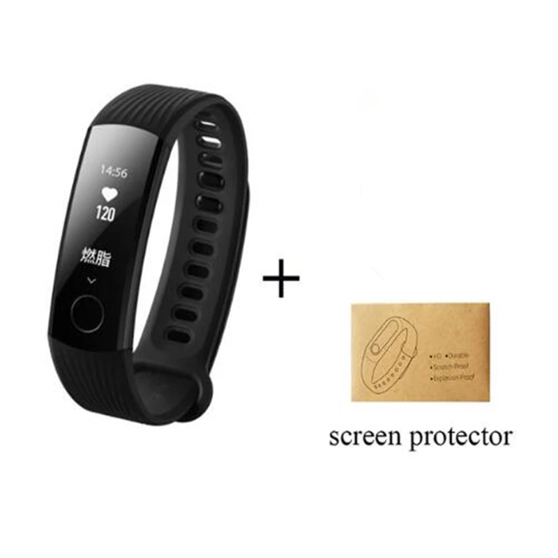 Black Add Film Смарт-браслет huawei Honor Band 3, водонепроницаемый смарт-браслет 50 м, фитнес-трекер, монитор сердечного ритма 0,91 дюйма, OLED экран - Цвет: Black Add Film