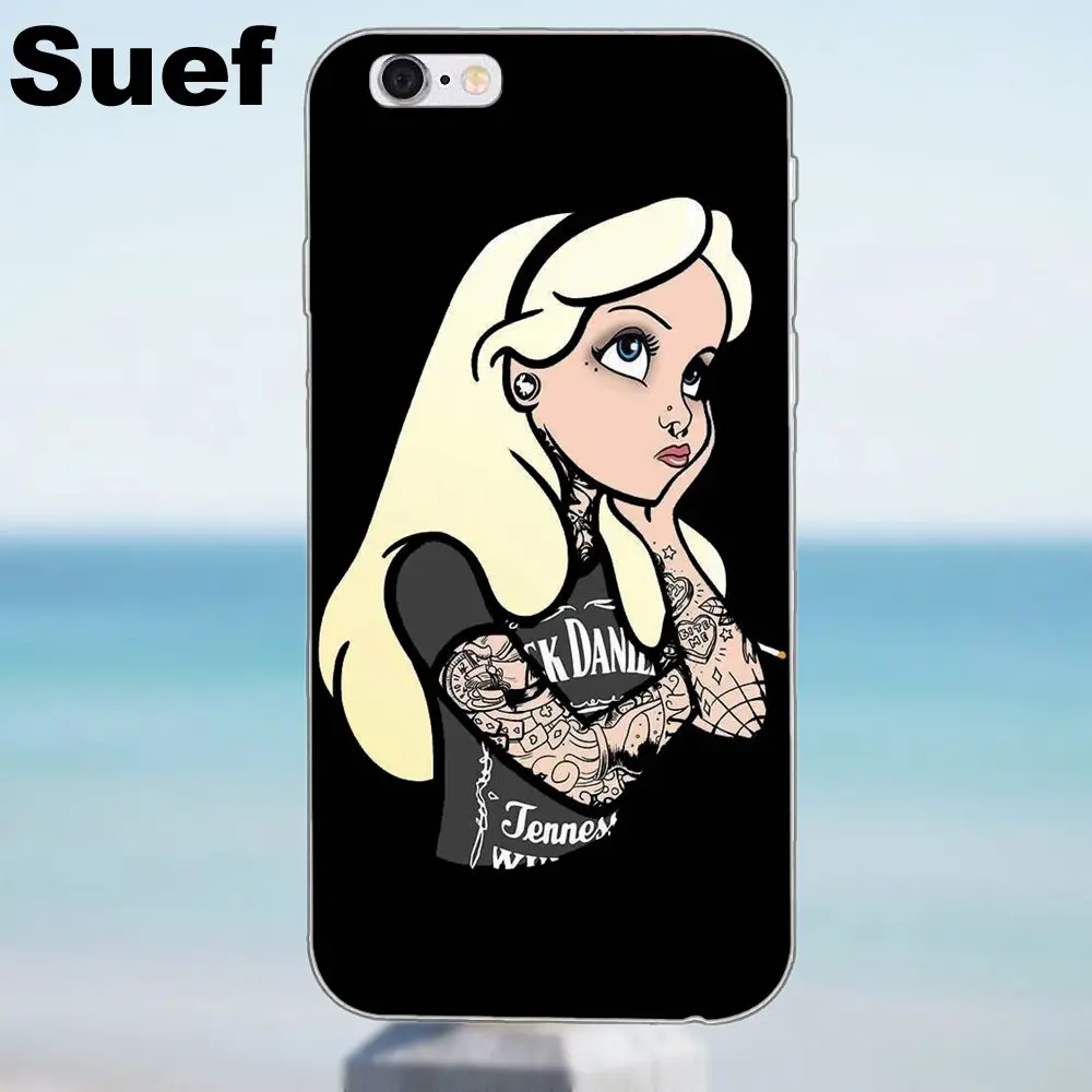 Алиса в стране чудес панк тату силиконовый для iPhone X 4 4S 5 5S 5C SE 6 6S 7 8 Plus Samsung Galaxy A3 A5 J1