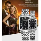 Часы наручные Chenxi мужскиеженские кварцевые, брендовые модные повседневные, с прямоугольным циферблатом, из нержавеющей стали