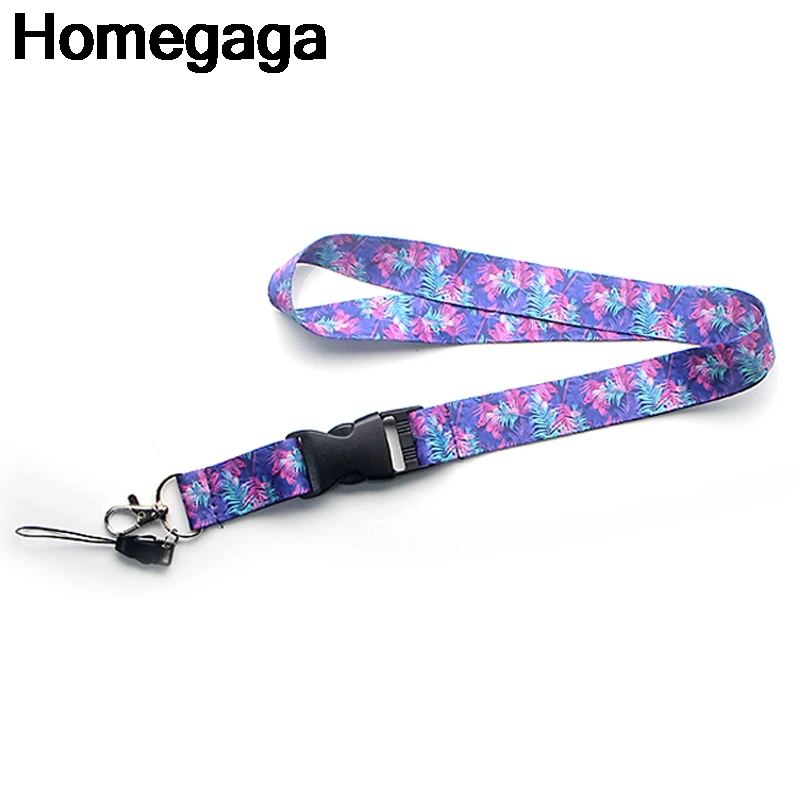 Homegaga фиолетовые цветы листья ремешки шеи ремень id значок держатели телефона ожерелье для ключей держатели значков тесьма D2129