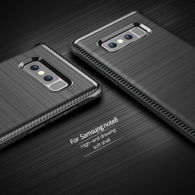 For Samsung Galaxy Note 8 Case Cover Luxury Soft Silicone+Carbon Fiber Full Protector Back for Phone Coque |