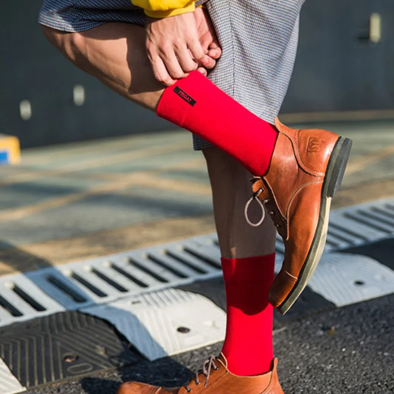 Men Cotton Socks Fashion Weekly Solid Color Business Casual British Style Socks Hip Hop