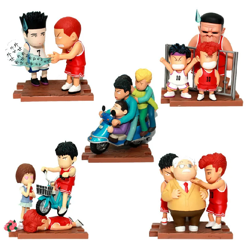 Huong аниме мультфильм Slam Dunk 5 шт./компл. Sakuragi Hanamichi Rukawa Kaede ПВХ Фигурки коллекционные