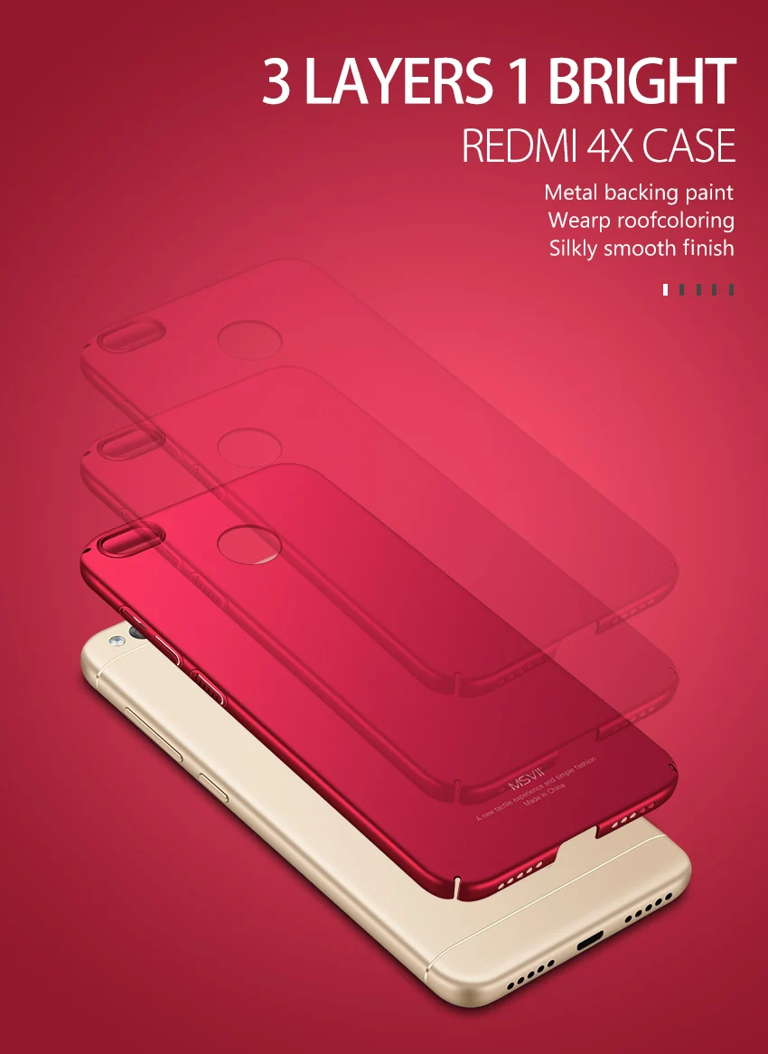 Чехол для xiaomi Red mi 4 X Чехол MSVII PC жесткая Защита задняя крышка coque для xio mi Red mi 4 X Pro глобальная версия чехол для телефона mi 4 X
