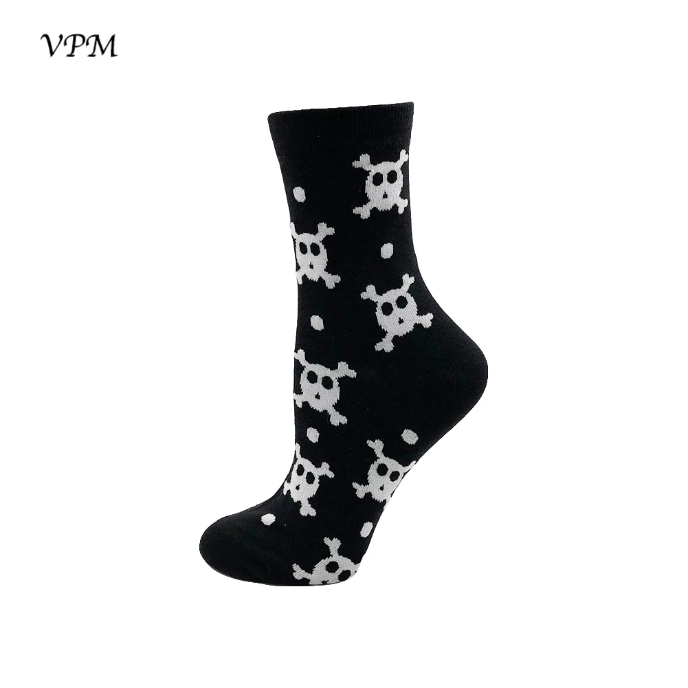 VPM/5 пар/партия, женские носки, цветные носки с милыми мультяшными черепами, инопланетянами, собаками, мексиканскими бантиками, забавные носки для женщин