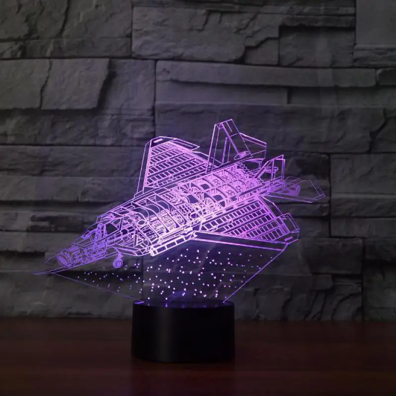 Aircraft 3d ночник 7 цветов новый светодиодный Luminaria Powerbank Usb Led беспроводные