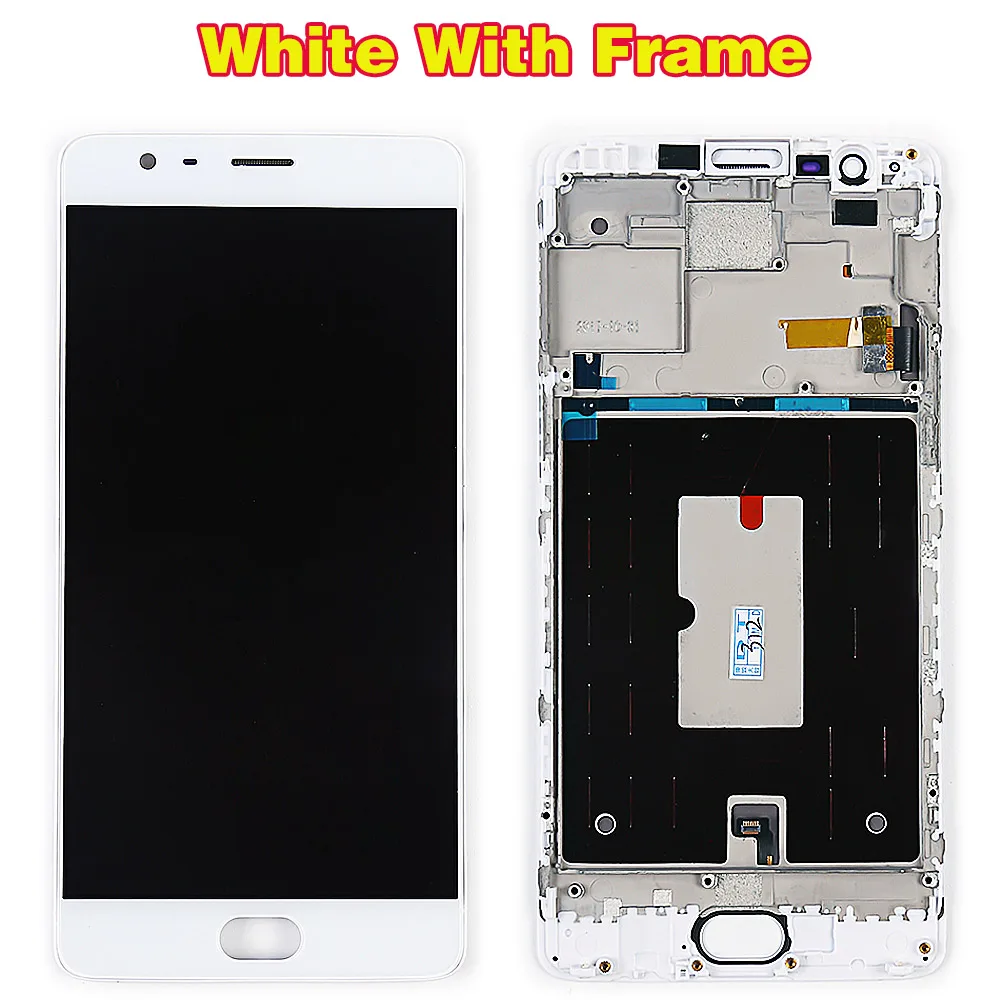 White with Frame Vancca 5,5 дюймов AMOLED для Oneplus 3 Three A3000 A3003 ЖК-дисплей кодирующий преобразователь сенсорного экрана в сборе 1080*1920 стеклянная пленка инструмент - Цвет: White with Frame