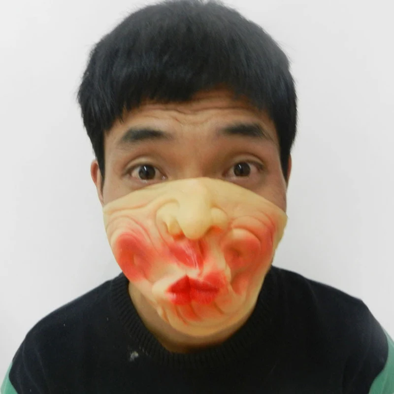 Страшный костюм на Хэллоуин реквизит искусственная кожа нижняя половина лица