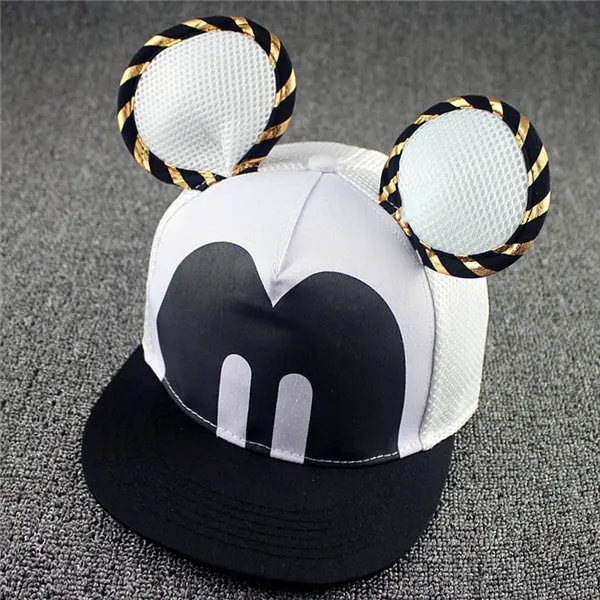 Повседневная Милая большая мышь уши Бейсбольная Кепка Snapback для мужчин и женщин хип хоп бренд унисекс мультфильм для взрослых сетка Кепка мужская и женская шляпа от солнца - Цвет: White