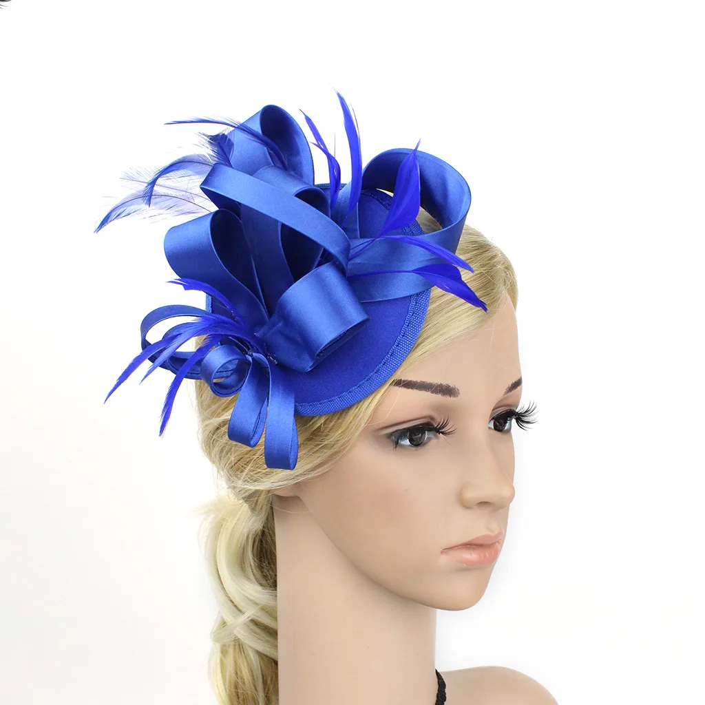 Женский аксессуар для волос атласная шляпа с перьями |