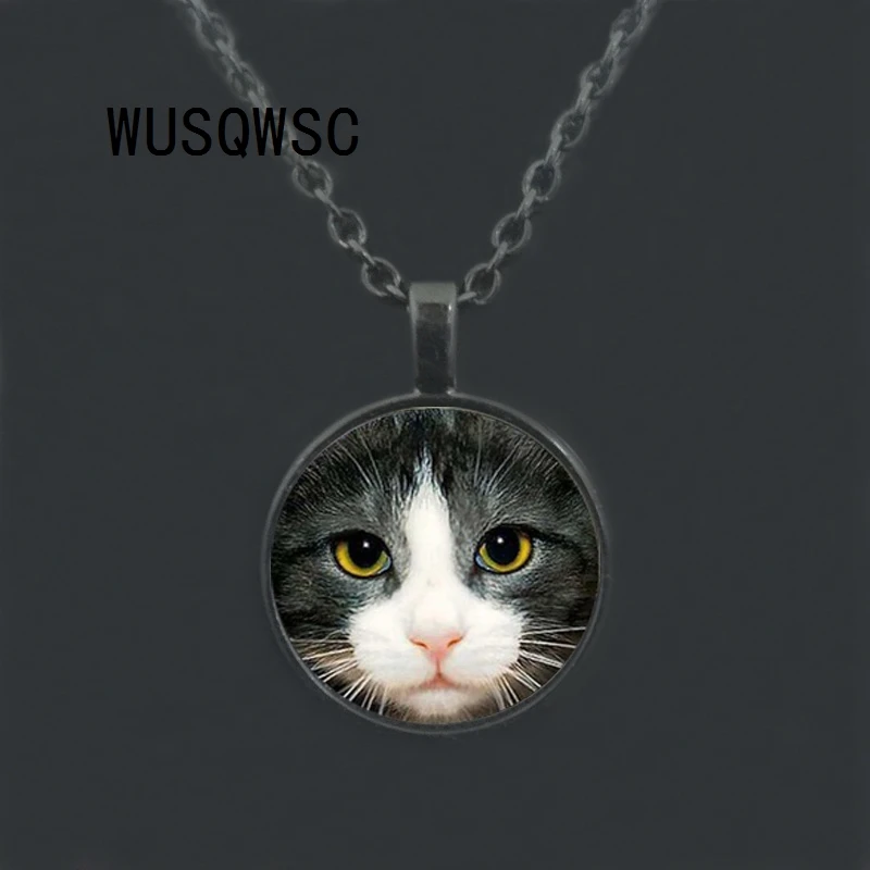 WUSQWSC Новый 3 цвета черный Кот кристалл кулон ожерелье Топ продажа колье богатство