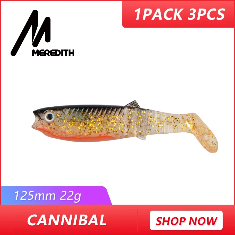 MEREDITH 3 шт. 22 г 12,5 см Cannibal мягкие приманки Shads рыболовные приманки рыболовные мягкие приманки для рыбалки приманки JX62-12
