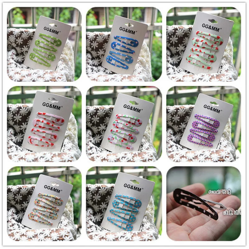 4 шт. заколки для волос с принтом девочек детские женские металлические цветные