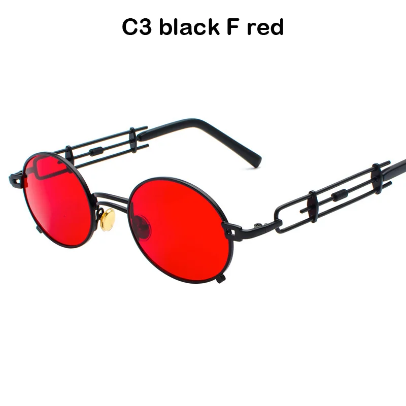 C3 black F red BANSTONE, мужские солнцезащитные очки в металлической овальной оправе, стимпанк, готика, вампир, уникальные, Ретро стиль, 1980 s, солнцезащитные очки, косплей стиль, Oculos De Sol - Цвет линз: C3 black F red