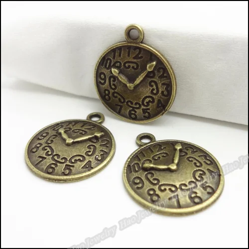 80 шт винтажные Подвески Часы Кулон Античный бронзового цвета из цинкового сплава Fit браслет ожерелье DIY