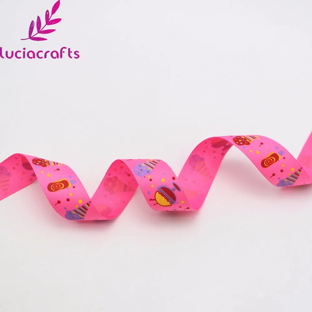 Lucia Crafts 5y/8y 25 мм мультфильм кекс мороженое напечатано корсажная лента упаковка волос лук и Швейные аксессуары CS0305