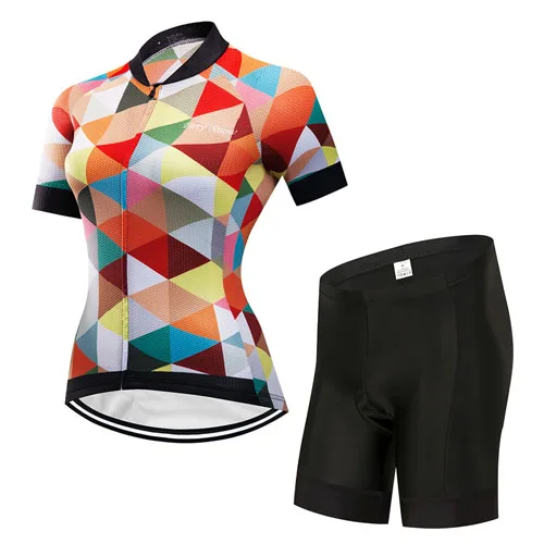 COLOR 1 Женская летняя одежда для велоспорта,, костюм для триатлона, mtb, велосипед, короткий рукав, комплект одежды для велоспорта, комплект из Джерси, облегающий костюм, женская рубашка - Цвет: COLOR 1