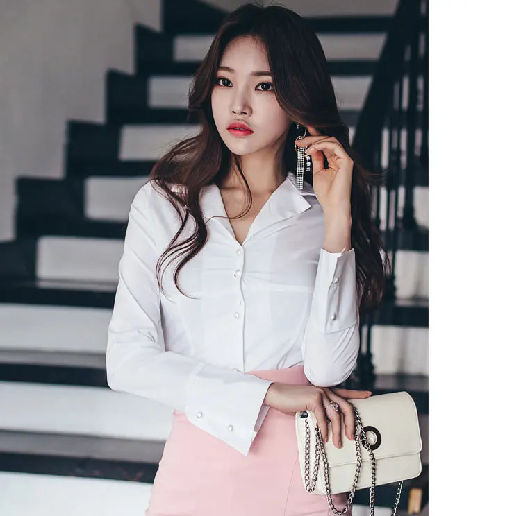 

Sexy Slim White Women Shirts Blouse OL Ladies Chiffon Long Sleeve Blusas Female Tops 2020 New Women Clothes RWS175045