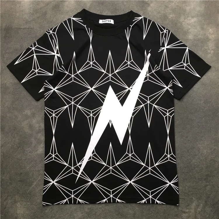 

New Neil Men Lightning diamond T Shirts T-Shirt Hip Hop Skateboard Street Cotton T-Shirts Tee Top kenye S-XXL #K17