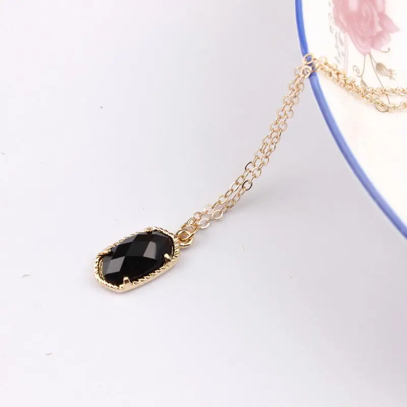 Gold Black Золотая цепочка, вертикальное мини овальное колье, ожерелье для женщин, модное, известный бренд, ювелирное изделие, Осеннее Ожерелье - Окраска металла: Gold Black