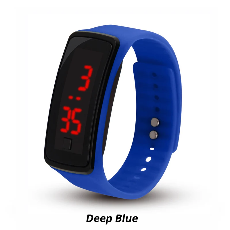 Deep Blue Для женщин светодиодный цифровые часы Роскошные красный свет сенсорный экран наручные часы с силиконовым ремешком спортивные Йога браслеты часы Relogio Masculino - Цвет: Deep Blue